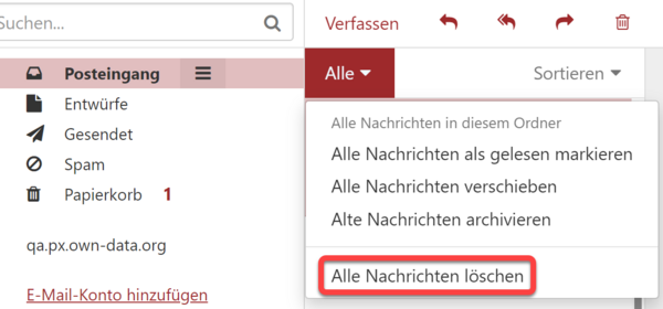 Alle Nachrichten löschen (E-Mail-Liste)