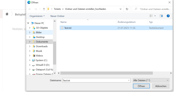 Eine Datei im Explorer (Dateimanager) auswählen