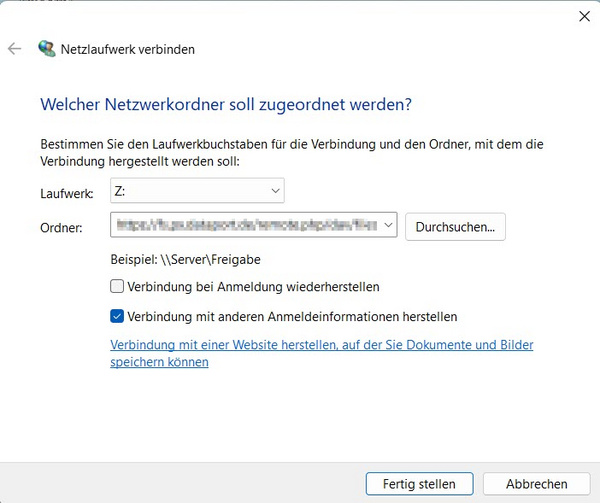 Netzwerklaufwerk verbinden