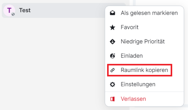 Raumlink kopieren