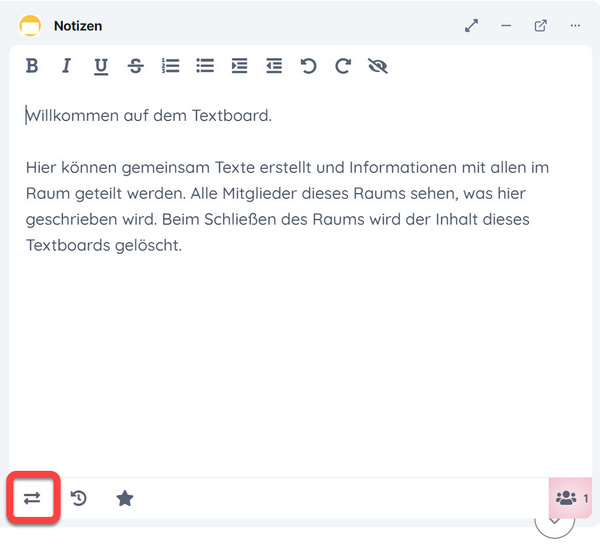 Import-/Export-Schaltfläche im Widget-Kontext Die Schaltfläche "Import/Export von/zu verschiedenen Dateiformaten" (zwei entgegengesetzte Pfeile) unten linke am Widget