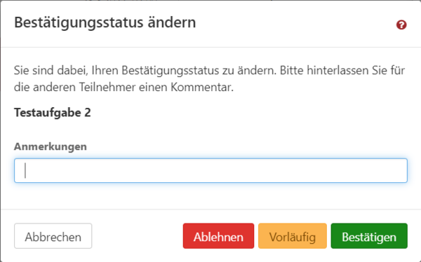 Bestätigungsstatus ändern