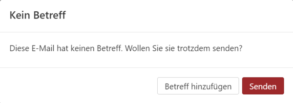 Die Warnmeldung "Kein Betreff"