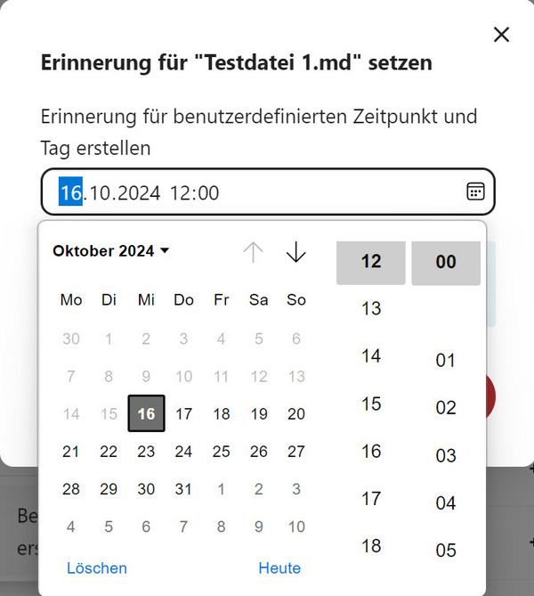 Kalender für benutzerdefinierte Erinnerung