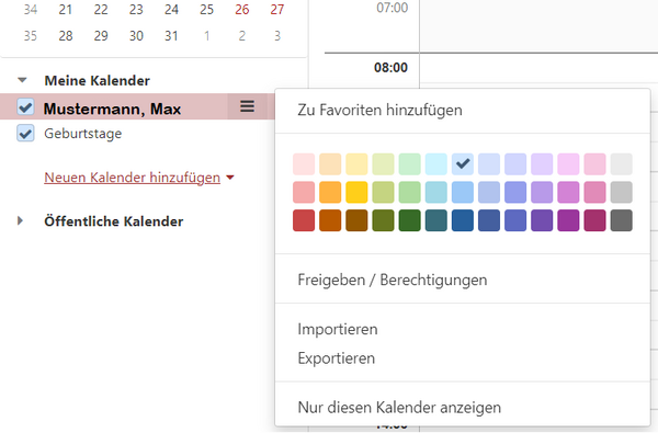 Kalender freigeben