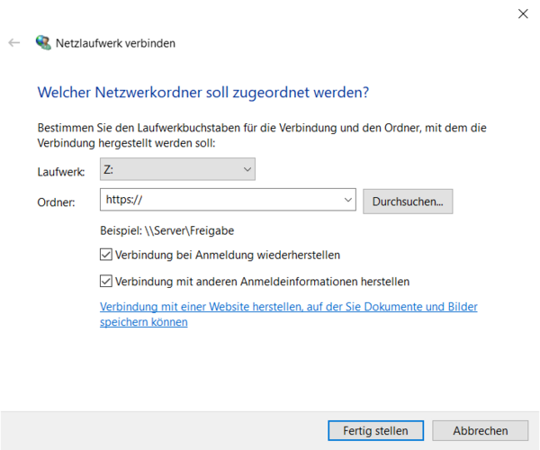 Netzwerklaufwerk verbinden