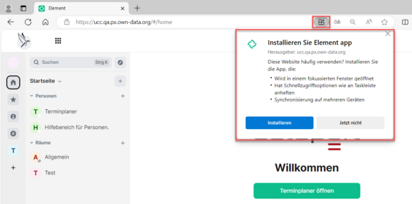 Installation der Element-App