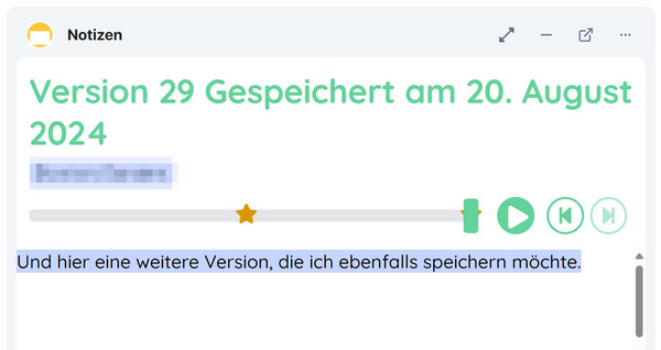 Gespeicherte Version 2 Eine zweite gespeicherte Version abrufen (Sternsymbol)