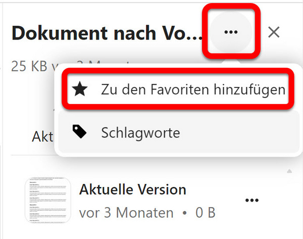 Zu den Favoriten hinzufügen (Seitenleiste)