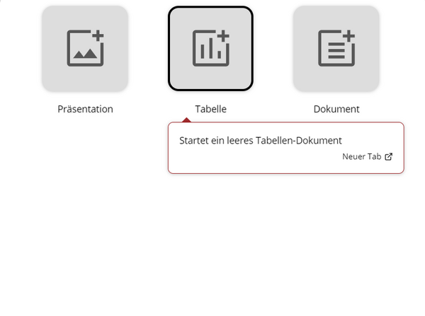 Icons für das Erstellen neuer Dateien