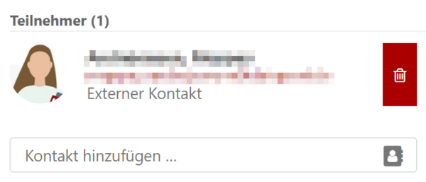 Die Schaltfläche "Kontakt entfernen", um Teilnehmer aus einer Aufgabe zu entfernen