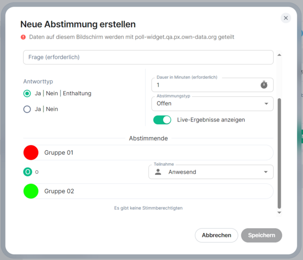 Neue Abstimmung erstellen