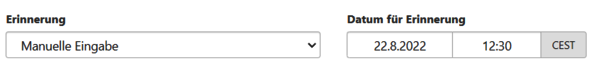 Manuelle Eingabe bei Datum für Erinnerung