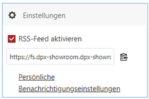 Menü für RSS-Feed