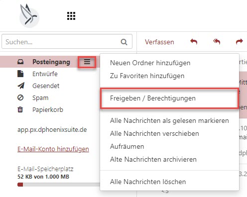 Postfach freigeben