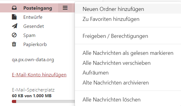 E-Mail-Ordner erstellen in der Ordneransicht