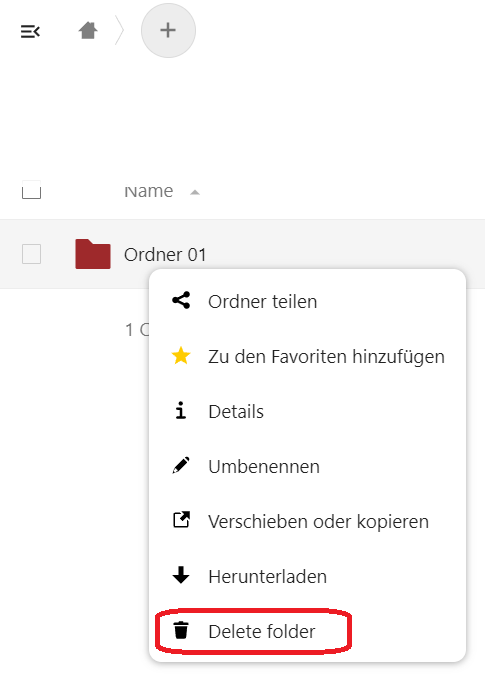 Ordner löschen