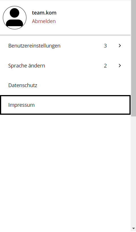 Optionsleiste auf der rechten Seite